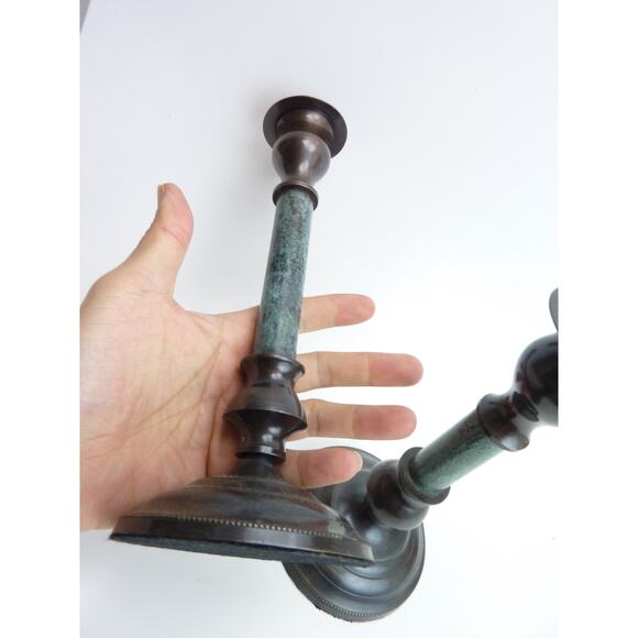 Vintage Pair Of Brass Candlestick Holders - Picture 5 of 5